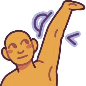 a person raising their arm in the air to show how their elbow hyper extends. There ae two angle symbols to show where the person’s elbow bends outwards on the front and inwards on the back.